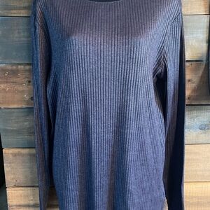 New Guess Ribbed Long Sleeve Top in Dark silver/black size L